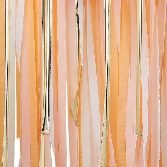 Peach and Gold Party Streamers Backdrop