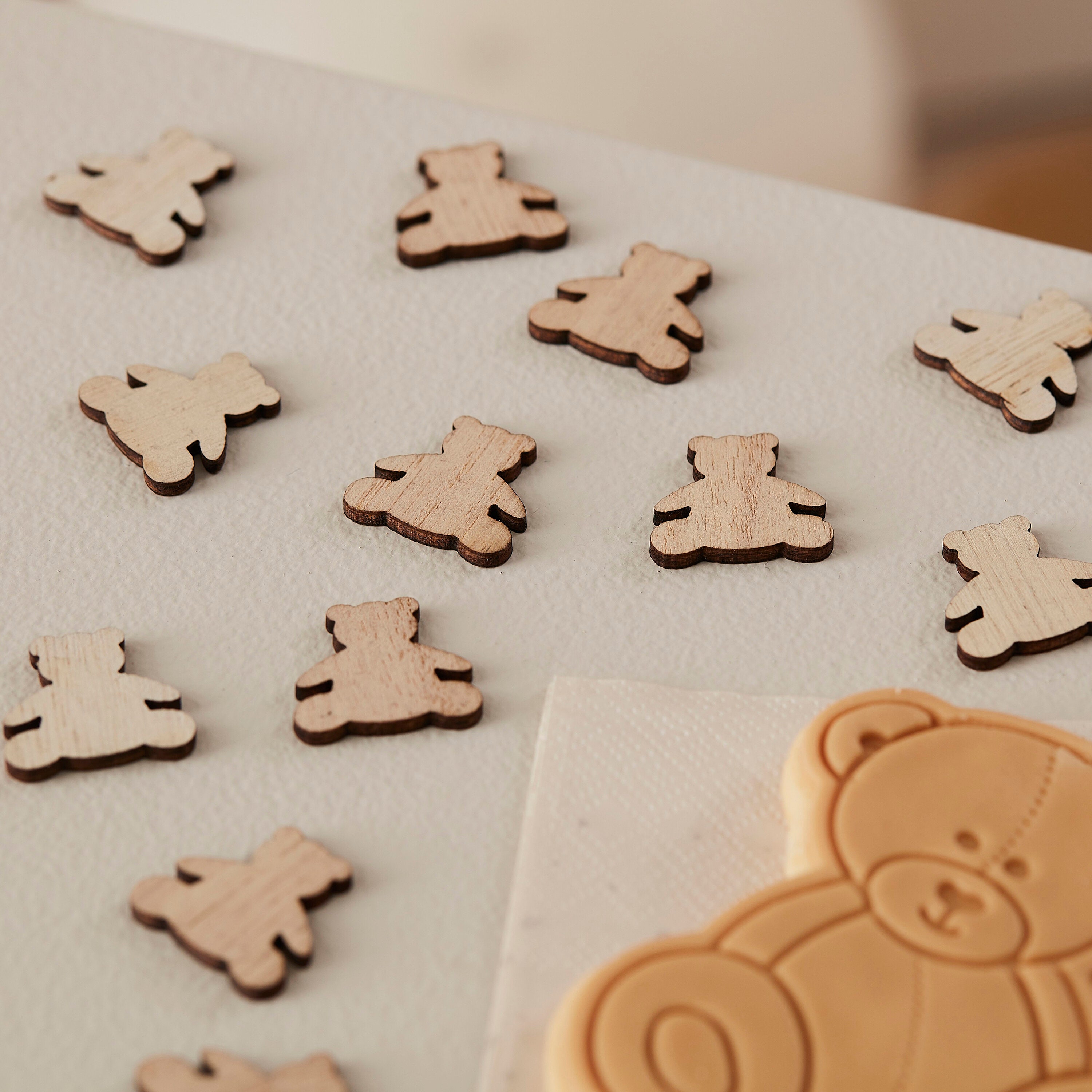 6 Teddybär-Wabendekorationen Für Babyparty – Blau & Braun, Mit Clips, Für Tischdekoration & Gender Reveal