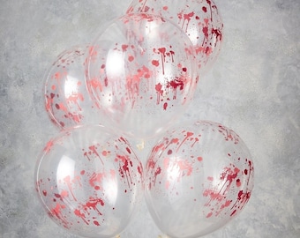 5 Blood Spatter Print Halloween Balloons, Halloween Party Decor, Halloween Party Supplies, Halloween Decorations, Halloween Props