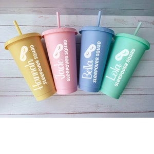 Personalised Sleepover Party Cups, Slumber Party Tumblers, Pamper Spa Party Cup, Hen Party Cups, Bachelorette Cups, Party Favours Bag