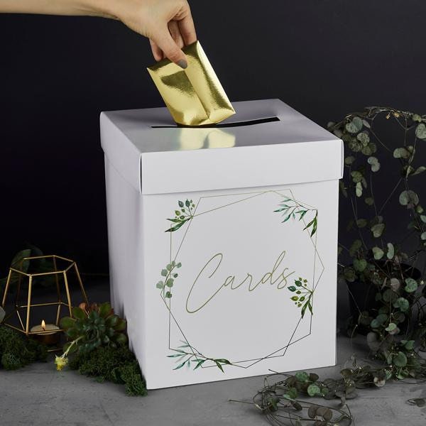 Botanischer Hochzeitsbriefkasten, weiße Hochzeitskartenbox, Geschenkkartenbox, Verlobungsgeschenkebox, Hochzeitsgeschenkebox, Taufkartenbox