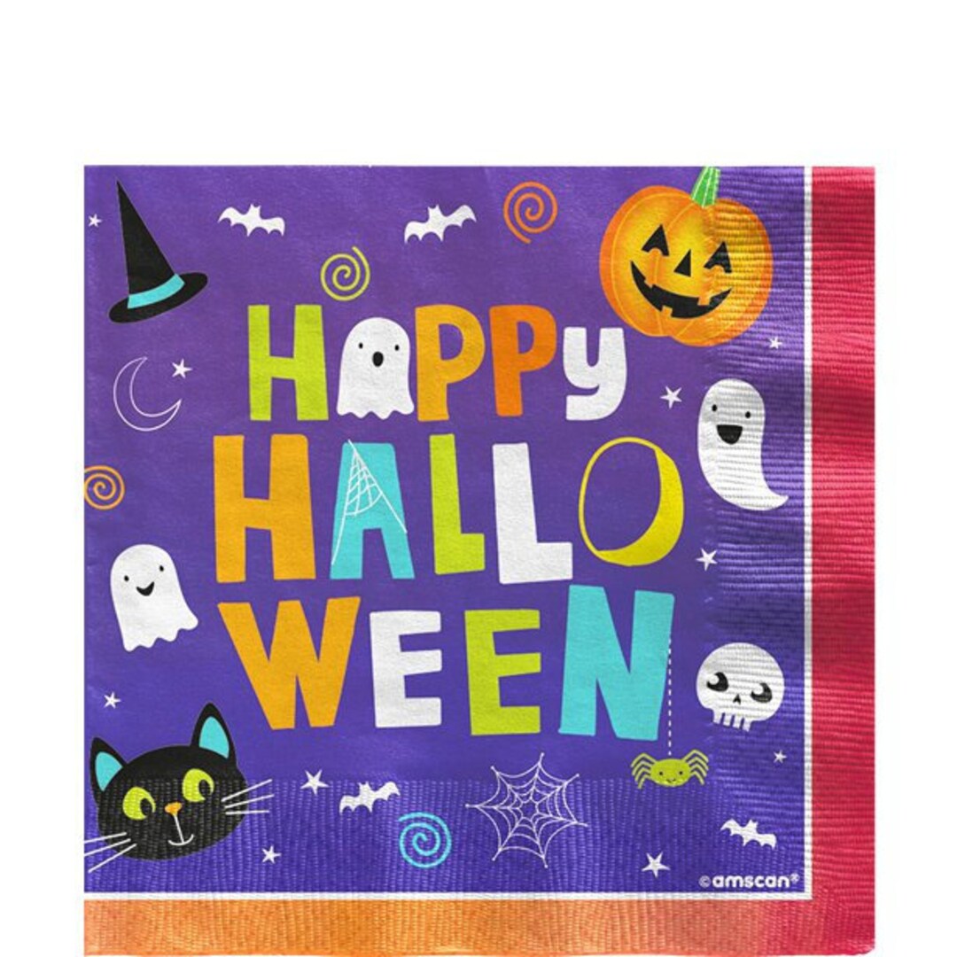 16 Halloween Paper Napkins Halloween Party Napkins Pumpkin Etsy