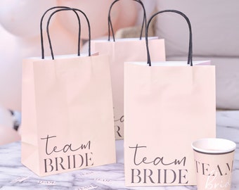 5 x Pink Team Bride Party Bags, Bachelorette Favor Bags, Bridal Shower Favor Bags, Pink Hen Party, Pink Bachelorette