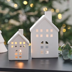 Christmas house ceramic tea light holders Clearance