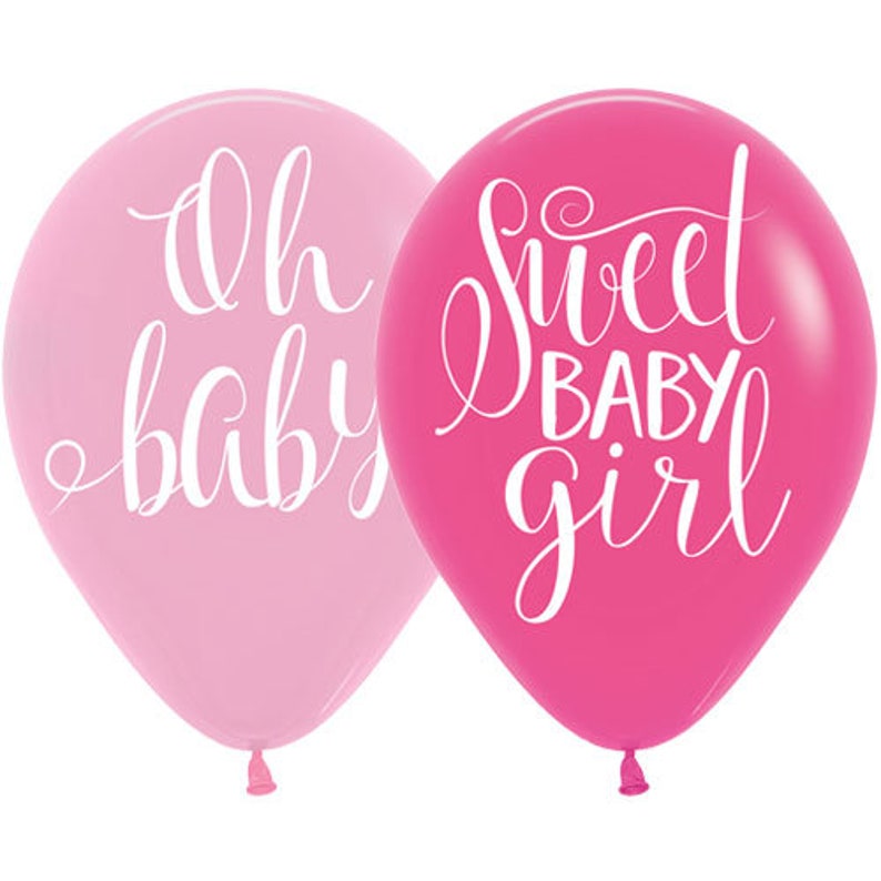 6 Pink Baby Shower Balloons Oh Sweet Girl Image 0