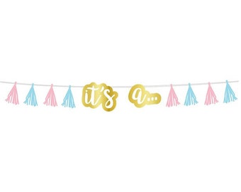 Gender Reveal Bunting, Gender Reveal Banner, Gender Reveal Party, Baby Shower Decor, Baby Shower Banner Bunting, Boy or Girl Decor