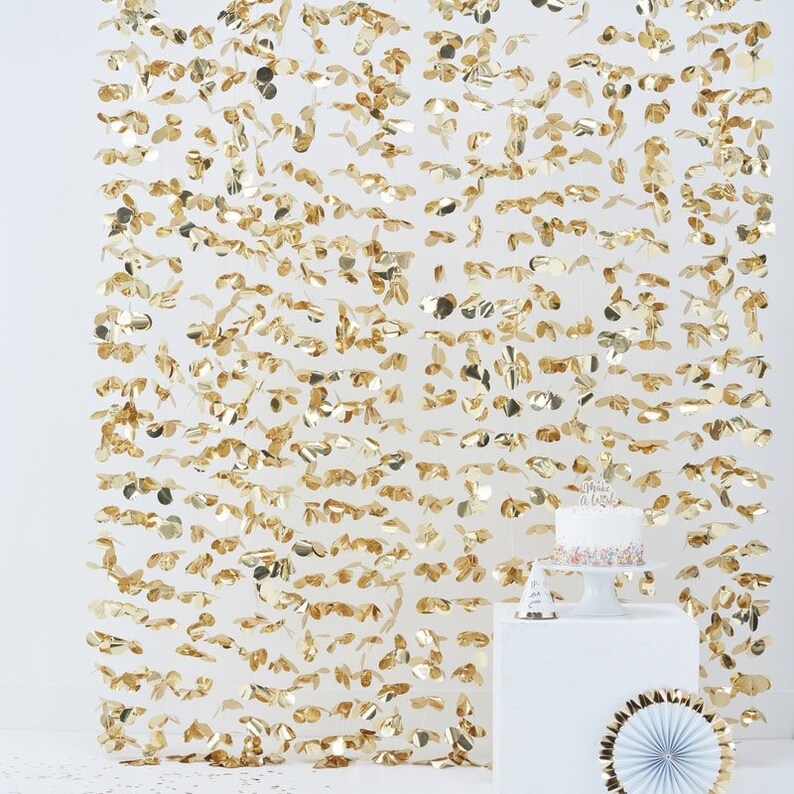 Gold Floral Backdrop, Gold Flower Photo Booth Backdrop, Wedding Backdrop, Party Backdrop, DIY Photobooth, Rustic Wedding, Gold Petal image 1