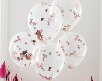 5 Herz Konfetti Luftballons, Valentinstag Luftballons, Hochzeit, Verlobung, Valentinstag Dekor, Brautparty, Junggesellinnenabschied, Bachelorette
