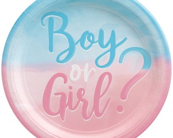 8 Gender Reveal Party Plates, Boy or Girl Plates, Gender Reveal Party, Baby Shower Decor, Baby Shower Plates, Boy or Girl Decor