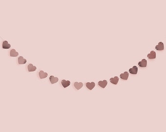 Rose Gold Heart Bunting, Hen Party Bunting, Bachelorette Backdrop, Bridal Shower Decor, Bachelorette Decor, Valentines Decor, Rose Gold