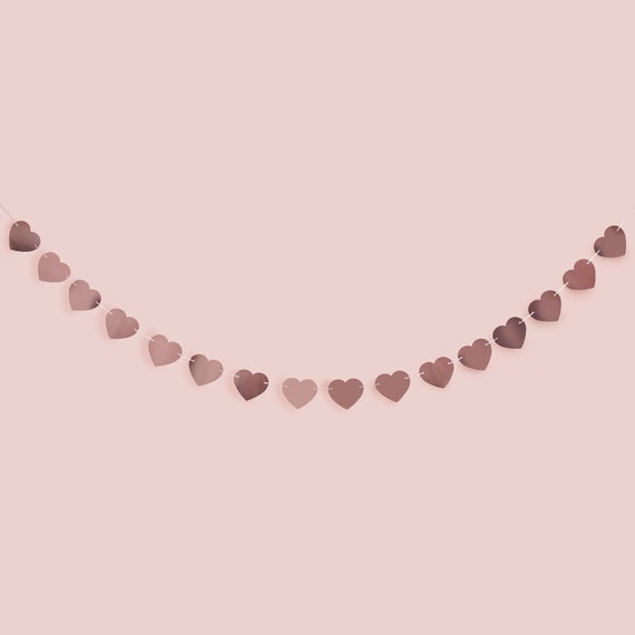 Rose Gold Heart Bunting, Hen Party Bunting, Bachelorette Backdrop, Bridal Shower Decor, Bachelorette Decor, Valentines Decor, Rose Gold