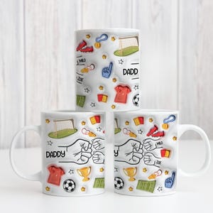 Personalised Football Mug, Fathers Day Mug, Fist Bump Mug, Dad Birthday Gift, 3D Effect design, Grandad, Grandpa, Pops, Uncle, Soccer