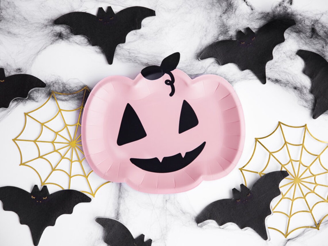 Halloween Paper Plates Pink Halloween Plates Pastel image 0