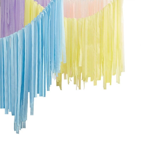 Pastel Rainbow Streamers Backdrop, Rainbow Party Decor, Pastel