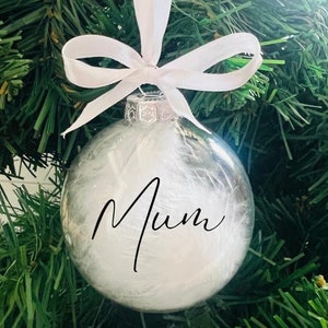 Personalised Christmas Bauble, Feather Christmas Ornament, Bauble, Personalised Christmas Decoration, Family Name Bauble, Secret Santa