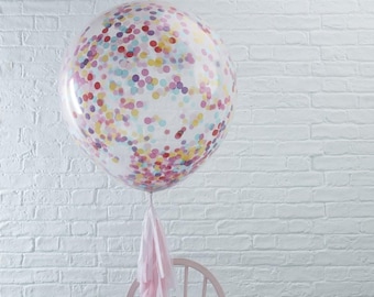 3 Large Rainbow Birthday Confetti Balloons, Wedding Balloons, Engagement Balloons, Baby Shower, Bridal Shower, Hen Party, Bachelorette