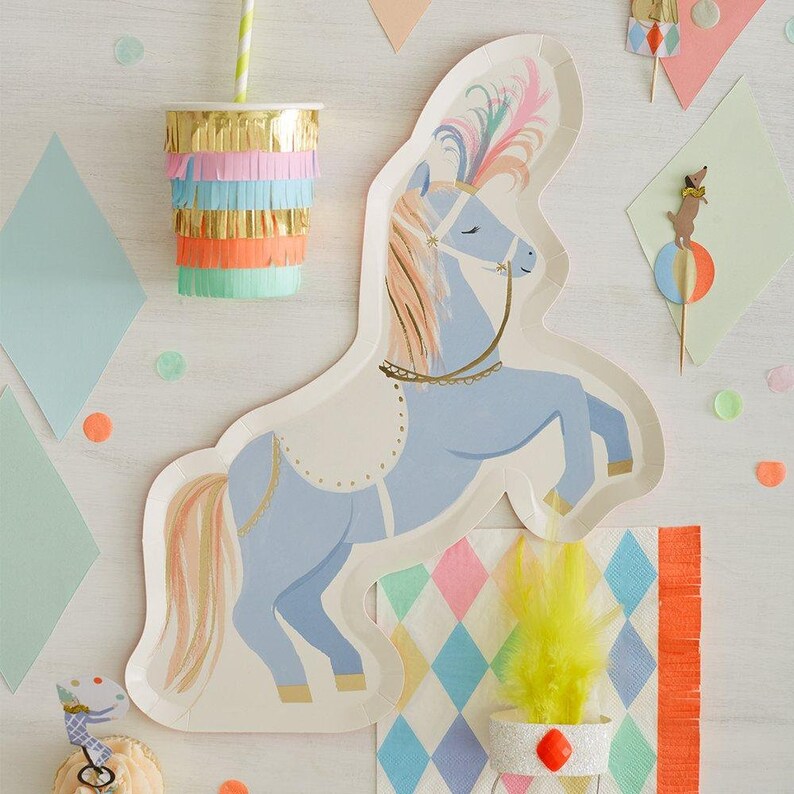 Circus Carnival party Horse Plates 8 Circus Stallion Plates Circus Themed Party Circus Party Decorations Circus Birthday Circus Plates