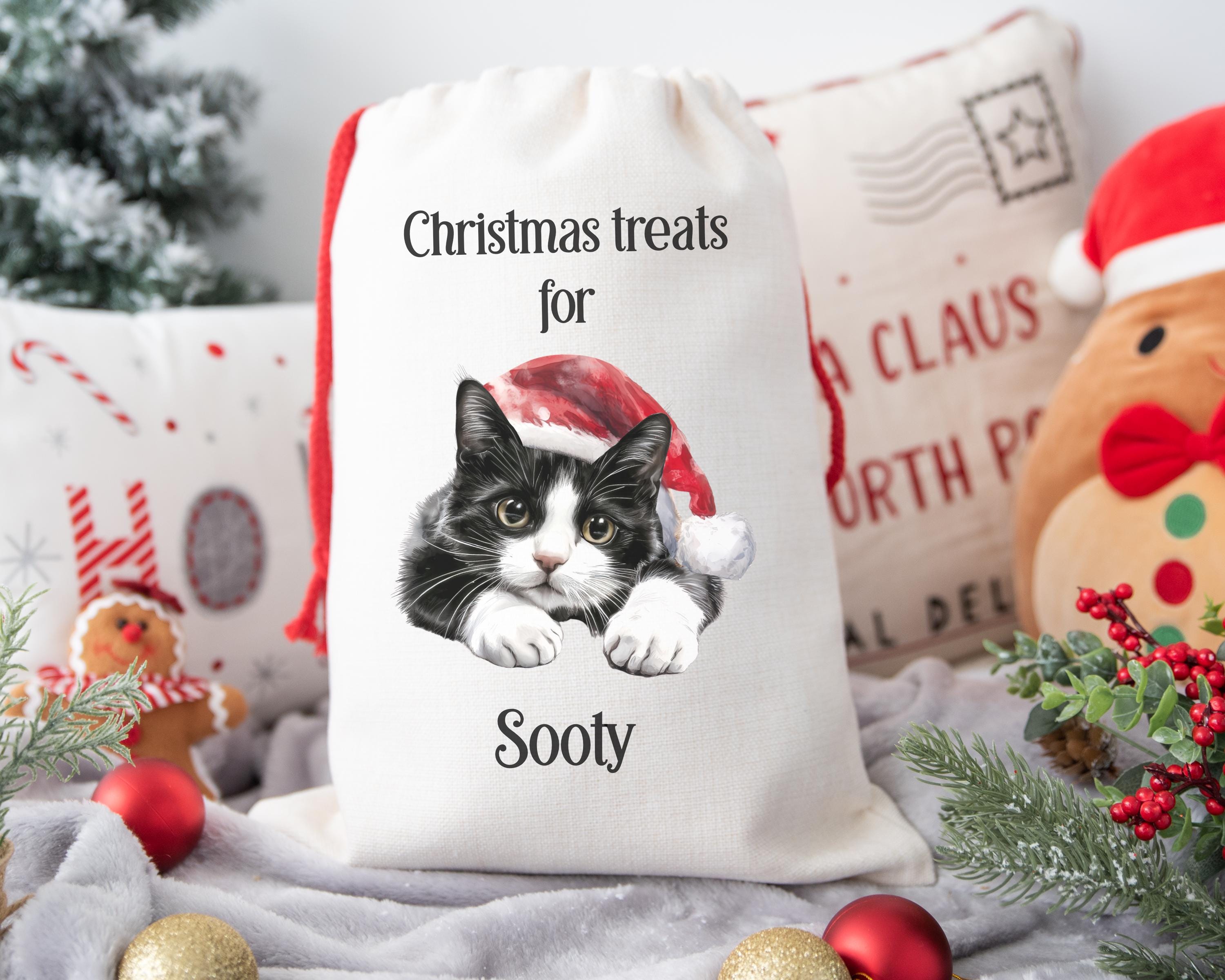 Personalised Cat Santa Sack, Christmas Present Sack, Christmas