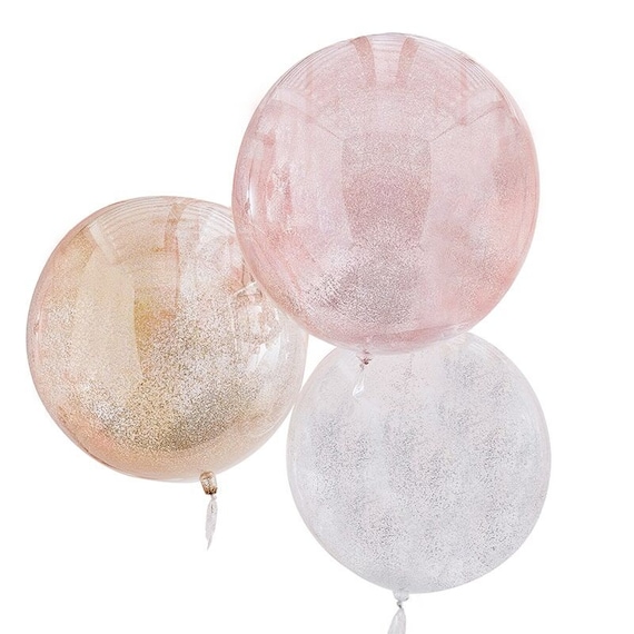 3 palloncini con coriandoli glitter, palloncini in oro rosa, palloncini  d'oro, palloncini nuziali, palloncini di fidanzamento, baby shower, doccia  nuziale, festa di lamento -  Italia