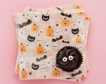 20 Halloween Party Napkins, Pastel Halloween Decor, Pumpkin Napkins, Halloween Party, Halloween Birthday, Ghost Napkins, Cute Halloween