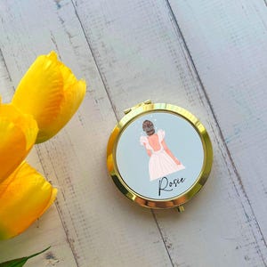 Personalised Bride Compact Mirror, Bride to Be Gift, Pocket Mirror, Cosmetic Mirror, Make up Mirror, Engagement Gift, Custom Bridal Gift