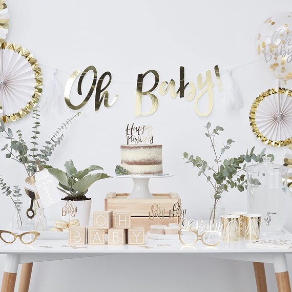 Oh Baby Party Decorazioni, Baby Shower Decor, Gold Baby Shower