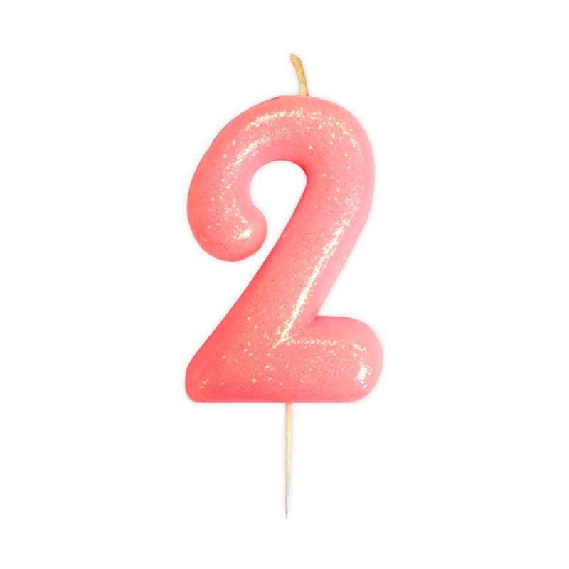 Number 2 Pink Glitter Candle Pink 2 Candle Age Candles Etsy UK