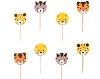 8 bougies d’animaux de safari, bougies de fête dans la jungle, anniversaire de safari, bougies de gâteau de safari, décor de fête de safari, bougies de fête d’animaux