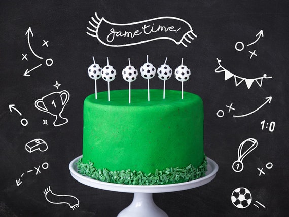 6 Football Cake Candles Soccer Cake Candles Football Party Etsy