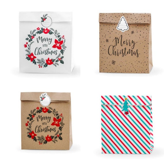 3 buste regalo di Natale, sacchetti regalo di carta di Natale, kit di  imballaggio natalizio, borsa regalo festiva, borsa regalo per le vacanze,  confezione regalo, confezione regalo Kraft -  Italia