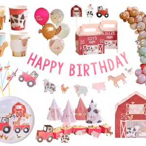 Farm Animal Party Decorations, Farm Animal Party Supplies, Farm Birthday Party Theme, Barnyard Party Decor, Cups Plates Napkins Balloons