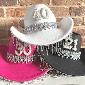 Sombrero de vaquero de cumpleaños, sombrero para 40 años, sombrero para festival, sombrero de cumpleaños, cumpleaños importante, corona de cumpleaños, sombrero para cumpleaños de 21, 30, 40, 50 y 60 años