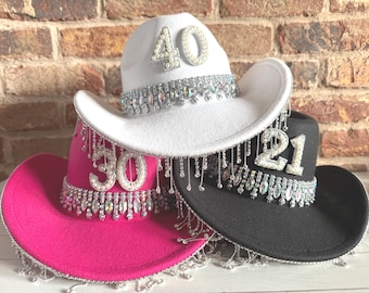 Birthday cowboy hat, 40fest, festival Hat, Birthday Hat, Milestone Birthday, birthday Crown, 21st, 30th, 40th, 50th, 60th birthday hat
