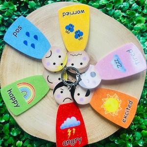 Emotions Keychain, Emotions Keyring, Feelings resource, ADHD, Autism, communication tool, Emotional Regulation Tool, non verbal