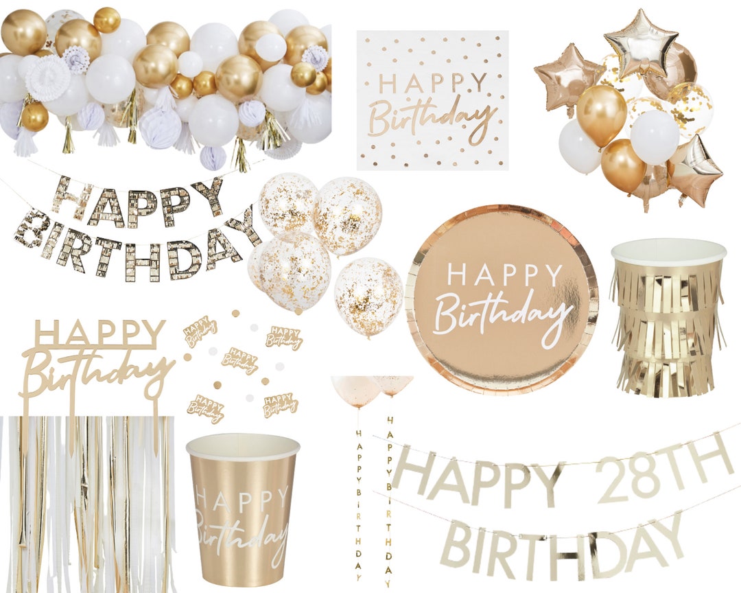 QIIBURR Happy Birthday Decorations Gold Decorations for Party Pastel  Perfection Garland Gold Foiled Happy Birthday Bunting Banner Party Decor  Happy Birthday Banner Gold Birthday Party Decorations 