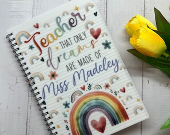 Personalised Teacher Notebook, Teacher Note Pad, End of Term Gifts, Teacher Thank You Gift, TA Gift, Gifts for Teacher