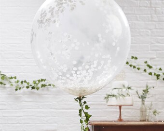 3 Large White Confetti Balloons, Wedding Balloons, Engagement Balloons, Baby Shower Balloons, Bridal Shower, Hen Party, Bachelorette