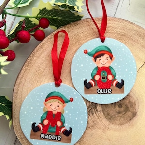 Personalised Christmas Bauble, Christmas Ornament, Elf Decoration, Personalised Christmas Decoration, Family Name Bauble, tree decoration