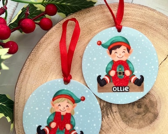 Personalised Christmas Bauble, Christmas Ornament, Elf Decoration, Personalised Christmas Decoration, Family Name Bauble, tree decoration