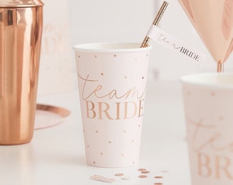 8 Hen Do Cups, Team Bride, Bridal Shower Cups, Bachelorette Cups, Rose Gold Hen Bachelorette, Beach Bachelorette, Large Cups