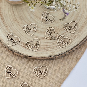 Wooden Heart Love Confetti, Table confetti, wedding confetti , Wedding Table Decoration,