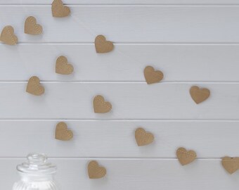 Brown Kraft Heart Bunting, Heart Garland, Rustic Wedding Bunting, Vintage Wedding Decor, Rustic Wedding, Kraft Wedding