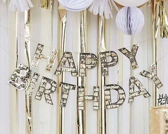 Gold Fringe Happy Birthday Banner, Gold Birthday Bunting, Gold Birthday Garland, Birthday Party Decor, Gold Party Decorations, Birthday Sign