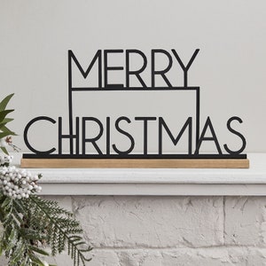 Metal Merry Christmas Sign, Modern Christmas Decor, Modern Holiday Decor, Holiday Decoration, Christmas Decor, Black Christmas Decor