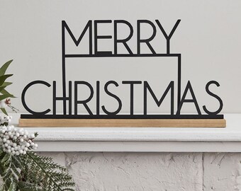 Metal Merry Christmas Sign, Modern Christmas Decor, Modern Holiday Decor, Holiday Decoration, Christmas Decor, Black Christmas Decor