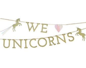 Unicorn Birthday Bunting, Unicorn Party, Birthday Banner, Birthday, Glitter Banner, Unicorn Birthday, Unicorn Party, We heart Unicorns