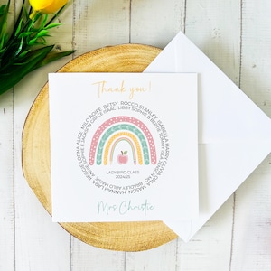 Carte de remerciement pour professeur, carte personnalisée, carte de professeur de la classe, carte d'assistant pédagogique, cadeau de fin d'année, carte de noms de classe, noms de classe