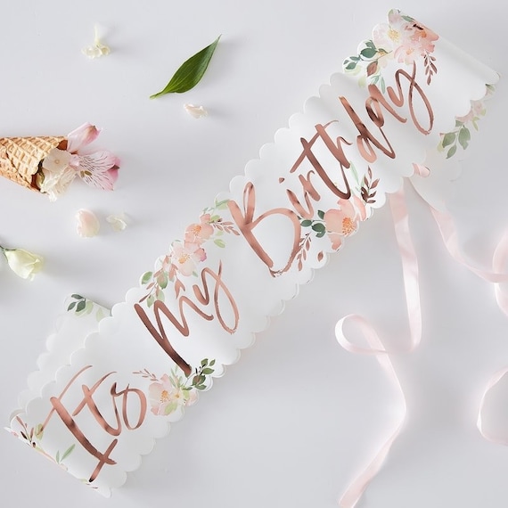DITSY FLORAL Birthday Party,Tableware ROSE GOLD HAPPY BIRTHDAY TABLE CONFETTI