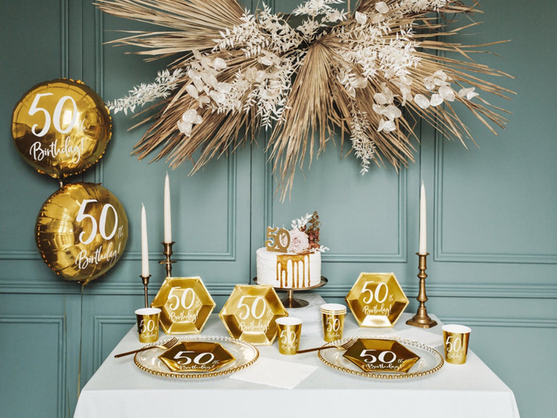Gold 50th Birthday Party in a Box Gold Birthday Decorations | Etsy UK
