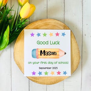 Personalised First Day of School Card: Rainbow Pencil Design